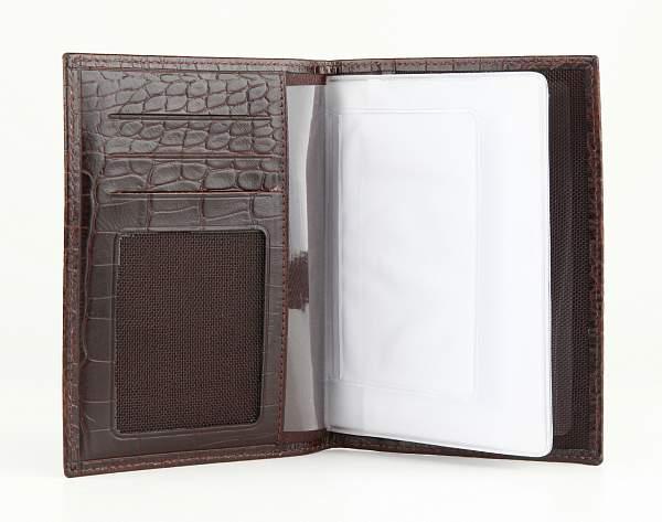 Обложка для автодокументов мужская кожаная Alvorada 2001 brown croco Alvorada, Артикул: 2001 brown croco фото №1