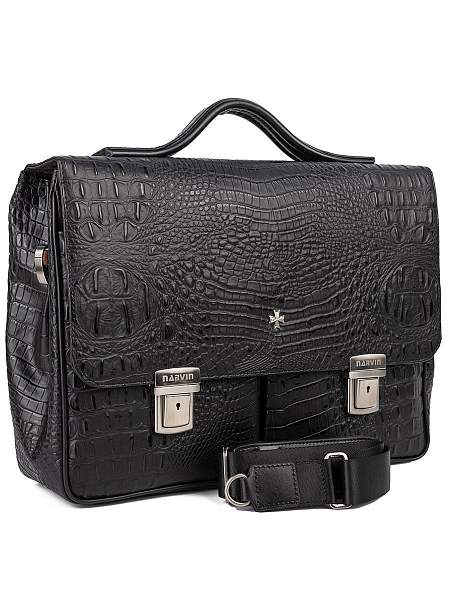 Мужской портфель Narvin 9738-Bambino Black из натуральной кожи Vasheron, Артикул: 9738-Bambino Black фото №1