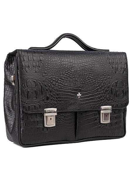 Мужской портфель Narvin 9738-Bambino Black из натуральной кожи Vasheron, Артикул: 9738-Bambino Black фото №1