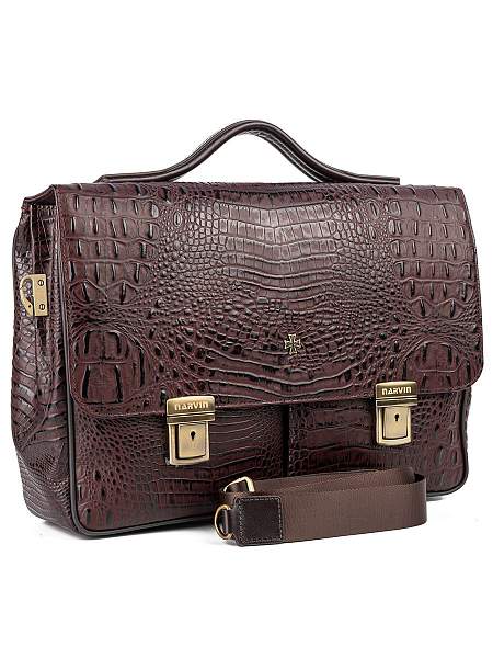 Мужской портфель Narvin 9738-Bambino Burgundy из натуральной кожи Vasheron, Артикул: 9738-Bambino Burgundy фото №1