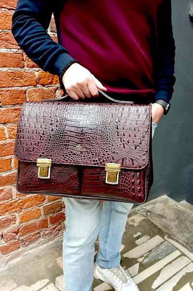 Мужской портфель Narvin 9738-Bambino Burgundy из натуральной кожи Vasheron, Артикул: 9738-Bambino Burgundy фото №1