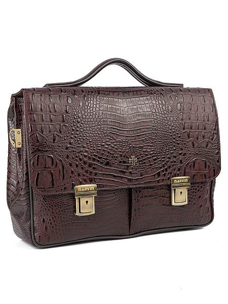 Мужской портфель Narvin 9738-Bambino Burgundy из натуральной кожи Vasheron, Артикул: 9738-Bambino Burgundy фото №1