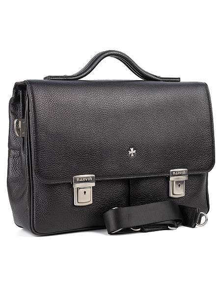 Мужской портфель Narvin 9738-Polo Black из натуральной кожи Vasheron, Артикул: 9738-Polo Black фото №1