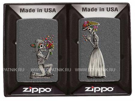 набор zippo влюбленные зомби из двух зажигалок с покрытием iron stone™ Zippo