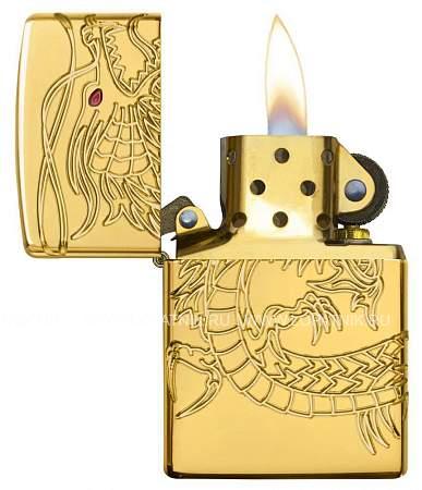 зажигалка zippo armor™ с покрытием high polish gold plate Zippo