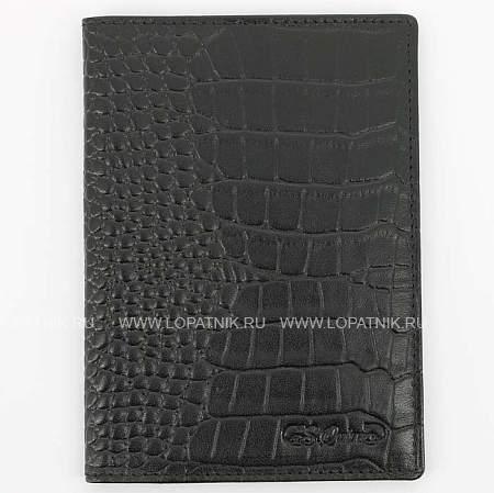обложка для паспорта s.quire, натуральная воловья кожа, черный, фактурная, 13,4 x 9,9 x 0,5 см 6400-bk croco S.QUIRE