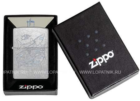 зажигалка zippo guy harvey с покрытием street chrome, латунь/сталь, серебристая, 38x13x57 мм 48595 Zippo