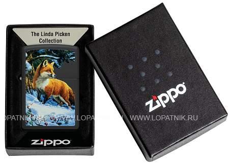 зажигалка zippo linda picken с покрытием black matte, латунь/сталь, черная, 38x13x57 мм 48596 Zippo