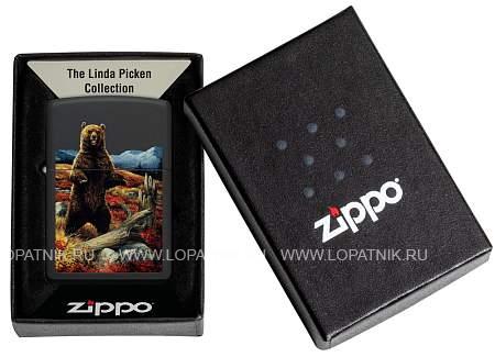 зажигалка zippo linda picken с покрытием black matte, латунь/сталь, черная, 38x13x57 мм 48597 Zippo