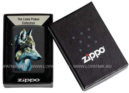 зажигалка zippo linda picken с покрытием black matte, латунь/сталь, черная, 38x13x57 мм 48598 Zippo