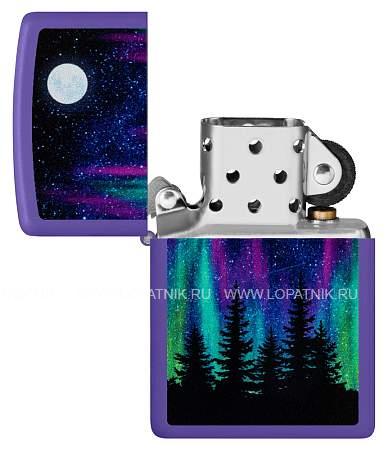зажигалка zippo night in the forest с покрытием purple matte, латунь/сталь, фиолетовая, 38x13x57 мм 48565 Zippo