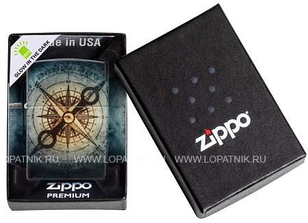 зажигалка zippo compass ghost с покрытием glow in the dark green, латунь/сталь, черная, 38x13x57 мм 48562 Zippo