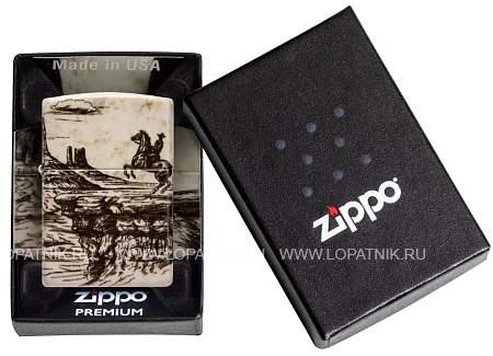 зажигалка zippo western design с покрытием 540 matte, латунь/сталь, белая, 38x13x57 мм 48518 Zippo