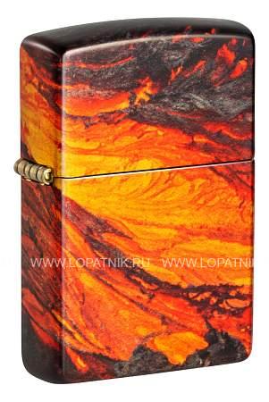 зажигалка zippo lava flow с покрытием 540 tumbled brass, латунь/сталь, оранжевая, 38x13x57 мм 48622 Zippo