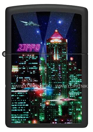 зажигалка zippo cyber city с покрытием black matte, латунь/сталь, черная 38x13x57 мм 48506 Zippo