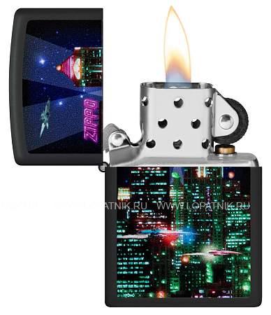 зажигалка zippo cyber city с покрытием black matte, латунь/сталь, черная 38x13x57 мм 48506 Zippo