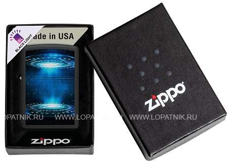 зажигалка zippo ufo flame с покрытием black light, латунь/сталь, черная, матовая, 38x13x57 мм 48514 Zippo