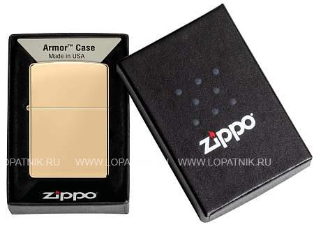 зажигалка zippo armor® с покрытием high polish brass, латунь/сталь, золотистая, 38x13x57 мм 169 Zippo