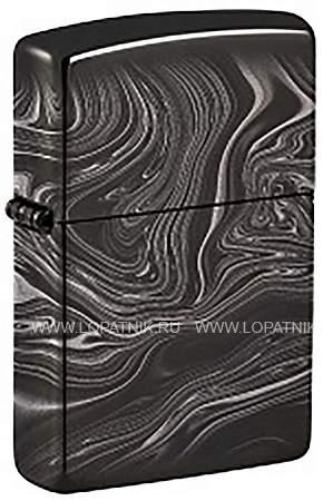 зажигалка zippo marble pattern с покрытием high polish black, латунь/сталь, чёрная, 38x13x57 мм 49812 Zippo