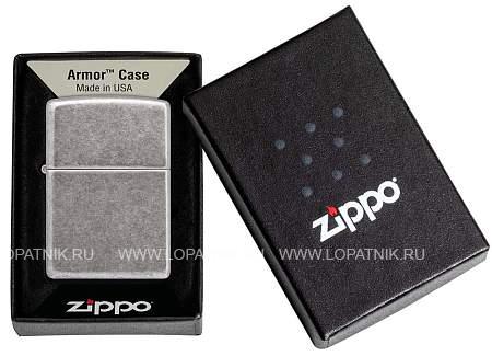 зажигалка zippo armor® с покрытием antique silver, латунь/сталь, серебристая, 38x13x57 мм 28973 Zippo