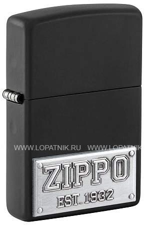 зажигалка zippo license plate с покрытием black matte, латунь/сталь, черная, 38x13x57 мм 48689 Zippo