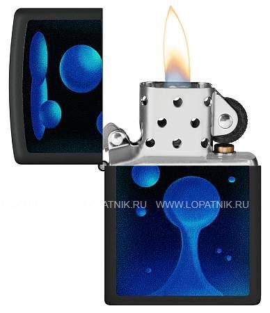 зажигалка zippo lava lamp с покрытием black light, латунь/сталь, черная,матовая 38x13x57 мм 48675 Zippo