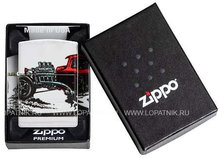 зажигалка zippo hot rod design с покрытием 540 matte, латунь/сталь, белая, матовая, 38x13x57 мм 48660 Zippo