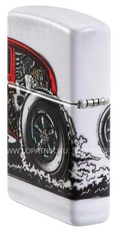 зажигалка zippo hot rod design с покрытием 540 matte, латунь/сталь, белая, матовая, 38x13x57 мм 48660 Zippo