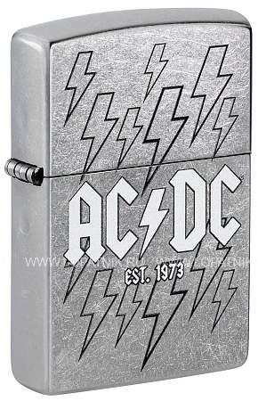 зажигалка zippo ac/dc с покрытием street chrome, латунь/сталь, серебристая, 38x13x57 мм 48641 Zippo