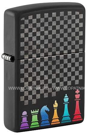 зажигалка zippo chess pieces с покрытием black matte, латунь/сталь, черная 38x13x57 мм 48662 Zippo