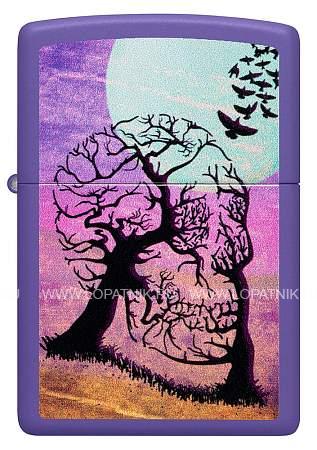 зажигалка zippo skull tree с покрытием purple matte, латунь/сталь, черная 38x13x57 мм 48638 Zippo