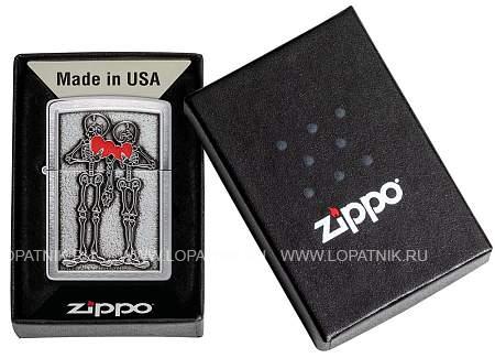 зажигалка zippo couple love с покрытием brushed chrome, латунь/сталь, серебристая, 36x13x57 мм 48688 Zippo
