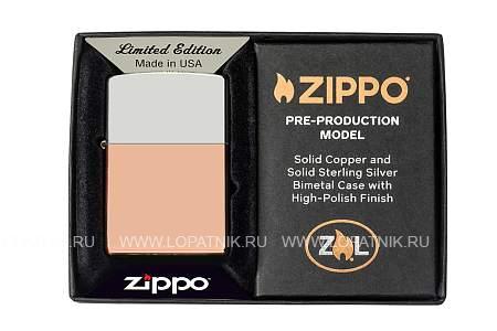 зажигалка zippo bimetal с двойным металлическим покрытием, медь/латунь/сталь, медная, 38x13x57 мм 48694 Zippo