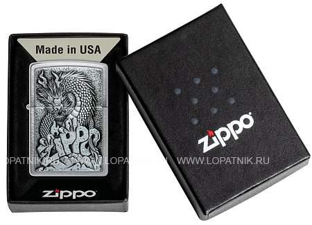зажигалка zippo classic с покрытием brushed chrome, латунь/сталь, серебристая, 38x13x57 мм 48902 Zippo
