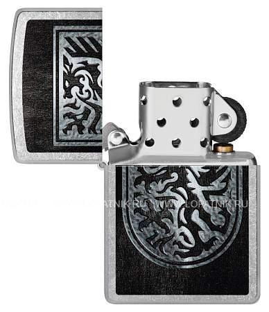 зажигалка zippo dragon design с покрытием street chrome, латунь/сталь, серебристая, 38x13x57 мм 48730 Zippo