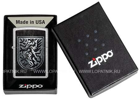 зажигалка zippo dragon design с покрытием street chrome, латунь/сталь, серебристая, 38x13x57 мм 48730 Zippo