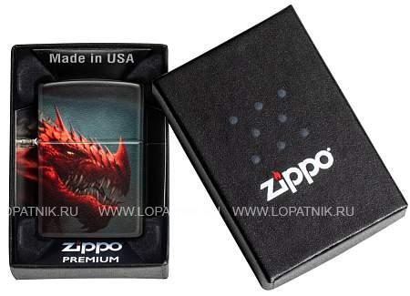 зажигалка zippo dragon design с покрытием 540 matte, латунь/сталь, черная, 38x13x57 мм 48777 Zippo