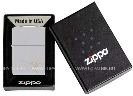 зажигалка zippo spider design с покрытием high polish chrome, латунь/сталь, серебристая, 38x13x57 мм 48767 Zippo