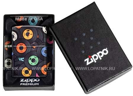зажигалка zippo records design с покрытием 540 matte, латунь/сталь, черная, 38x13x57 мм 48770 Zippo